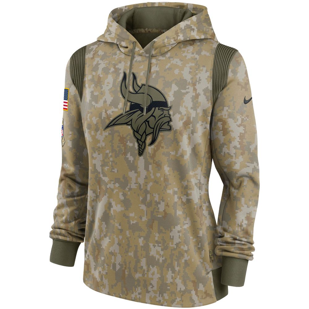 Women's Nike Camo Minnesota Vikings 2021 Salute To Service - Therma Performance Pullover Hoodie