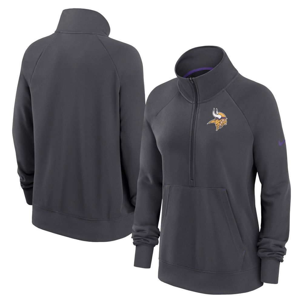 Women's Nike Charcoal Minnesota Vikings Premium Raglan Performance Half-Zip Sweatshirt