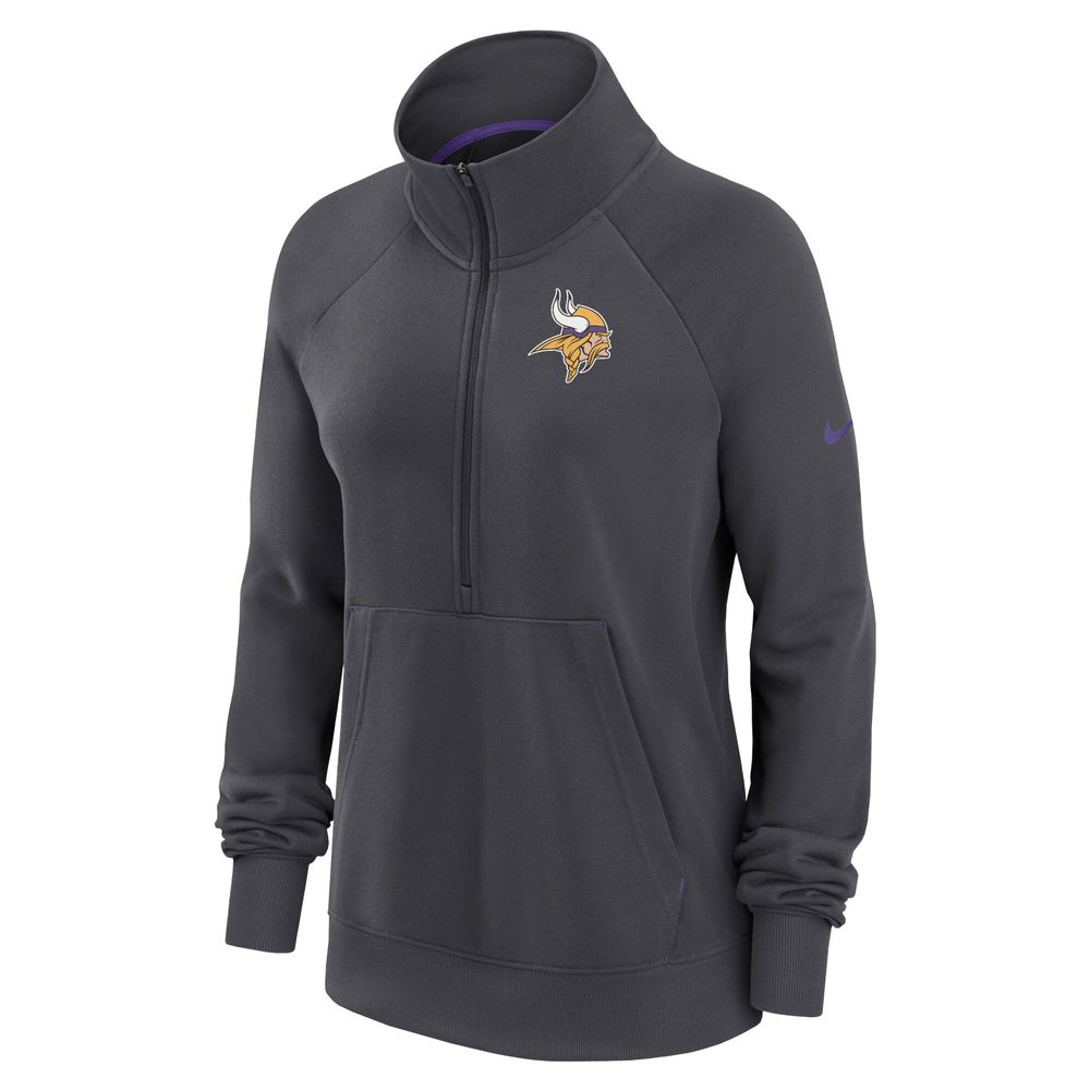 Women's Nike Charcoal Minnesota Vikings Premium Raglan Performance Half-Zip Sweatshirt