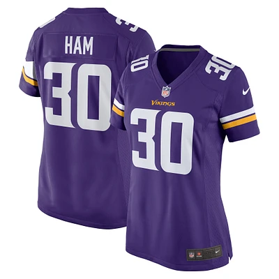 Maillot de match Nike C.J. Ham violet des Vikings du Minnesota pour femme