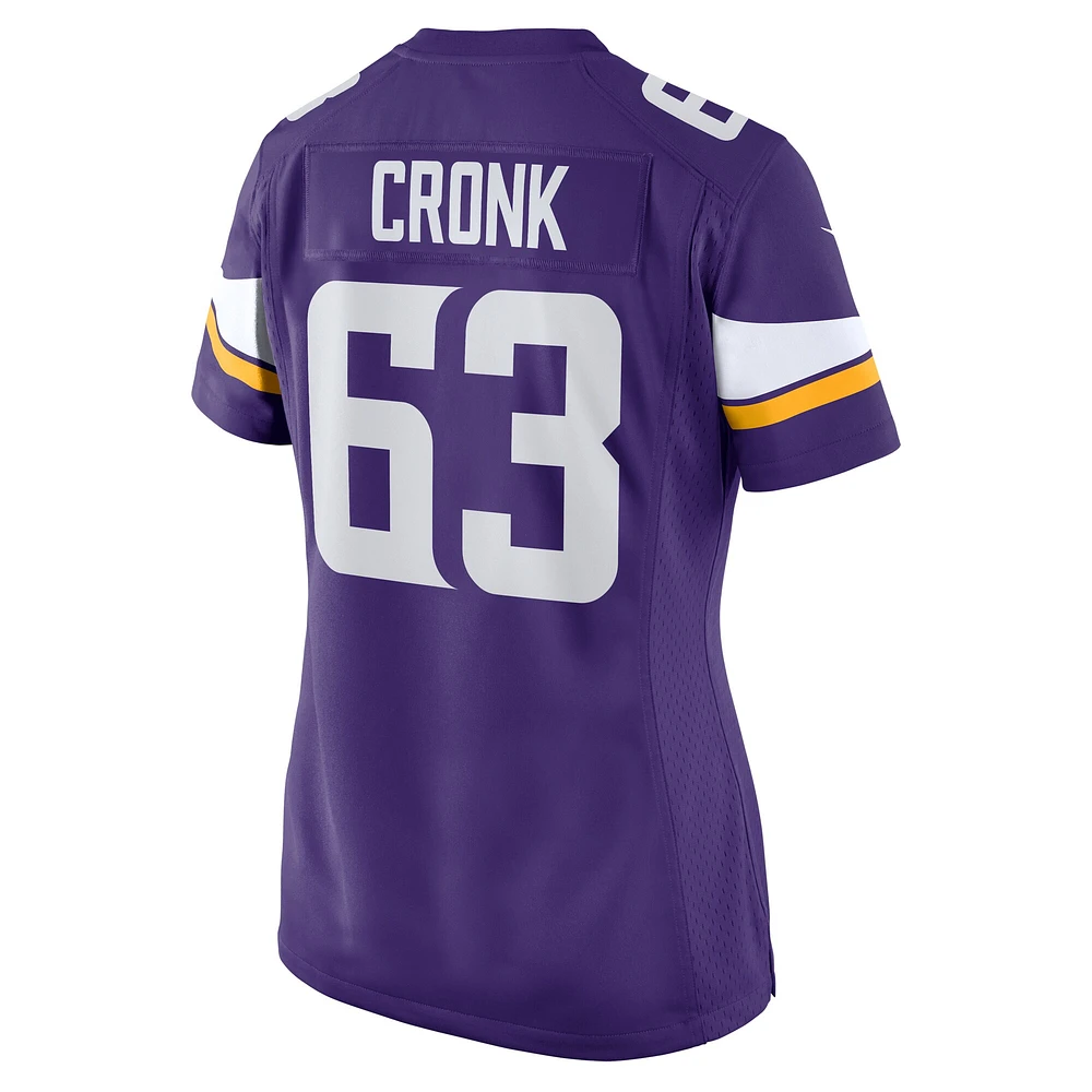 Maillot de match l'équipe Nike Coy Cronk violet des Vikings du Minnesota pour femme