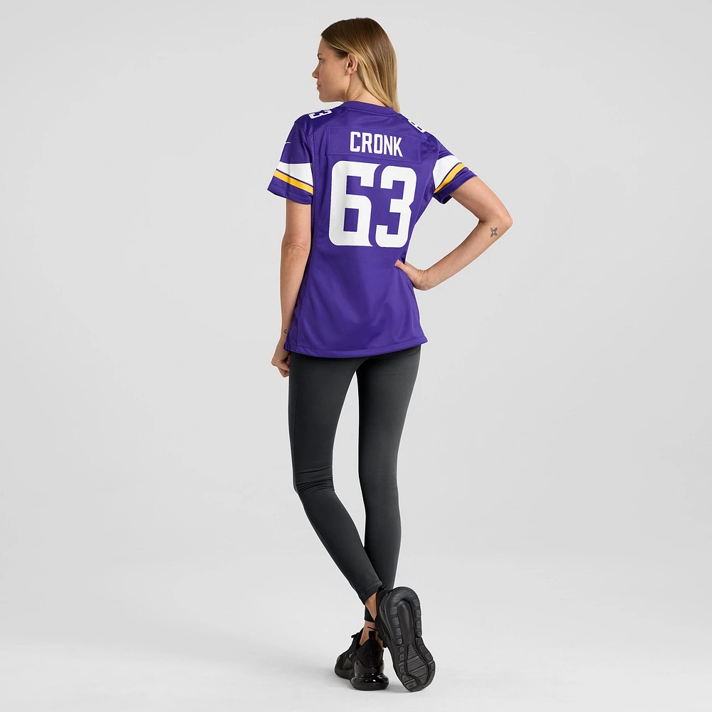 Maillot de match l'équipe Nike Coy Cronk violet des Vikings du Minnesota pour femme