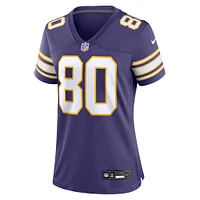 Maillot de match joueur à la retraite classique des Vikings du Minnesota Nike Cris Carter pourpre pour femme