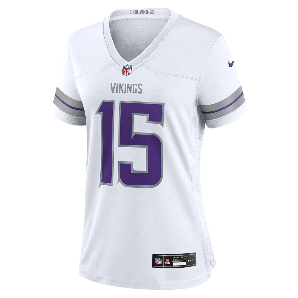 Maillot de joueur jeu alternatif Nike Dallas Turner pour femme, blanc, Minnesota Vikings