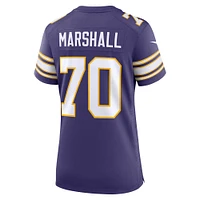 Maillot de joueur à la retraite classique des Vikings du Minnesota Jim Marshall Nike pour femme pourpre