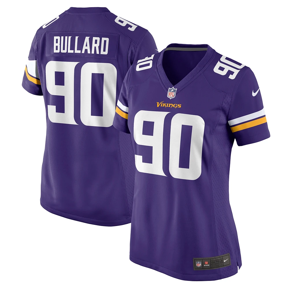 Maillot de match Nike Jonathan Bullard violet des Minnesota Vikings pour femme