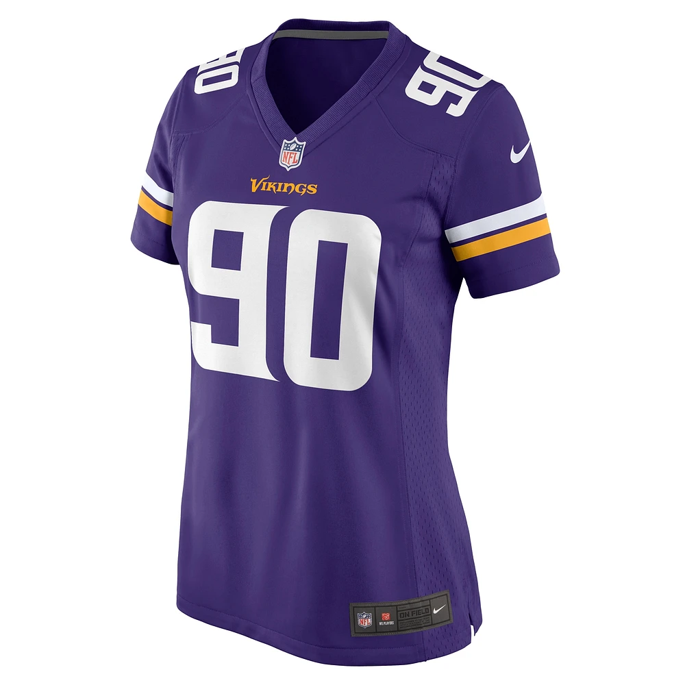 Maillot de match Nike Jonathan Bullard violet des Minnesota Vikings pour femme