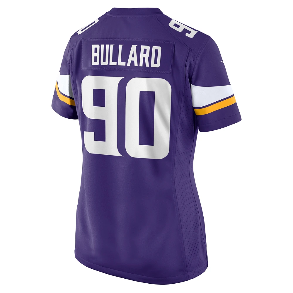 Maillot de match Nike Jonathan Bullard violet des Minnesota Vikings pour femme