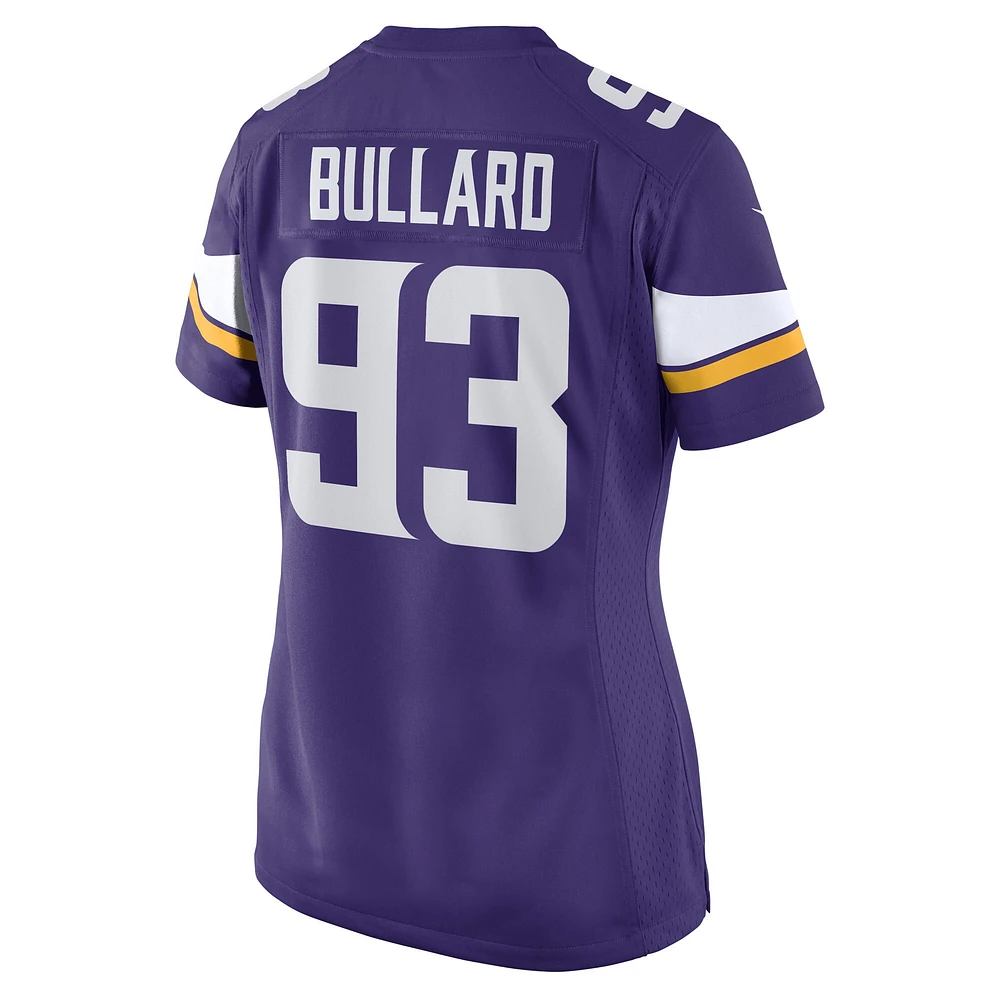 Maillot de joueur jeu Nike Jonathan Bullard violet des Vikings du Minnesota pour femme