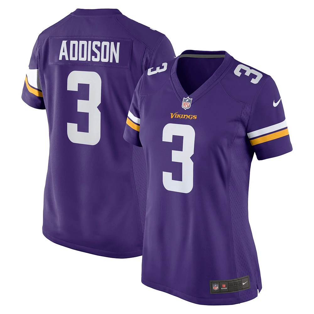 Maillot de match Nike Jordan Addison violet pour femme des Minnesota Vikings