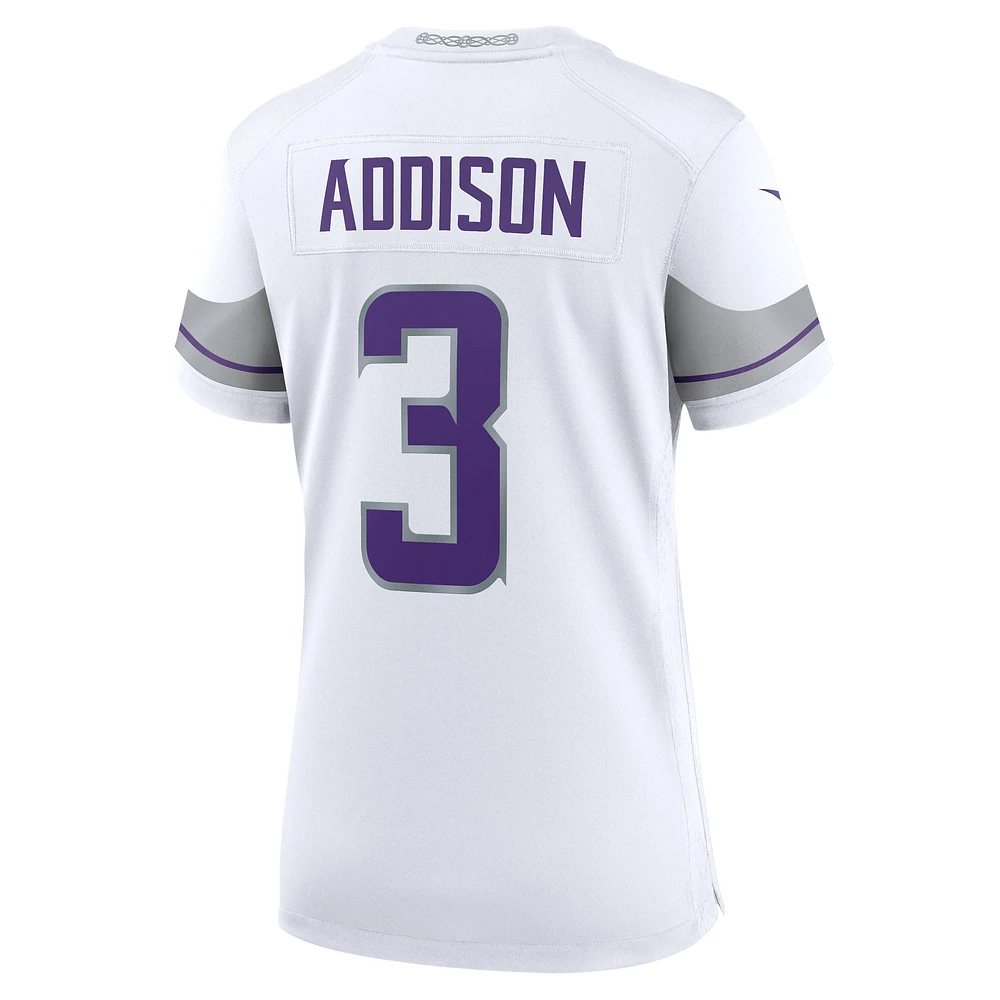 Maillot de joueur jeu alternatif Nike Jordan Addison pour femmes des Vikings du Minnesota, blanc