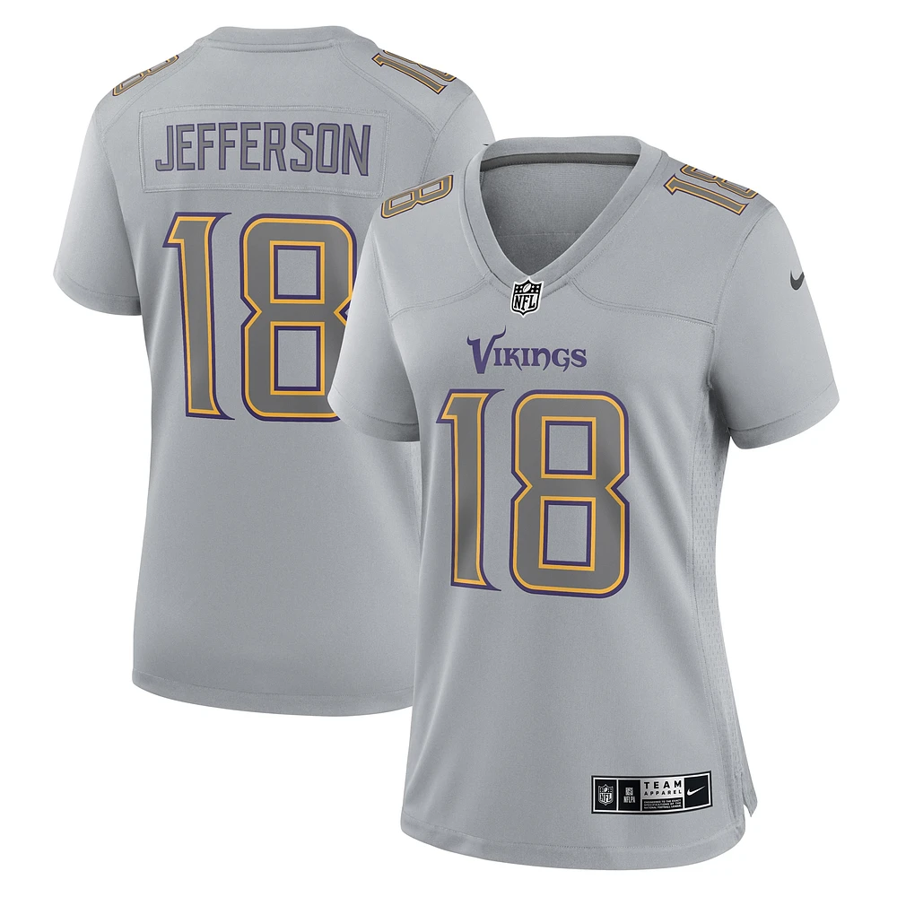 maillot Nike Justin Jefferson pour femme, gris, Minnesota Vikings Atmosphere Fashion Game,