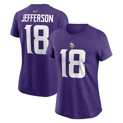 T-shirt violet avec nom et numéro de joueur des Vikings du Minnesota Nike Justin Jefferson pour femme