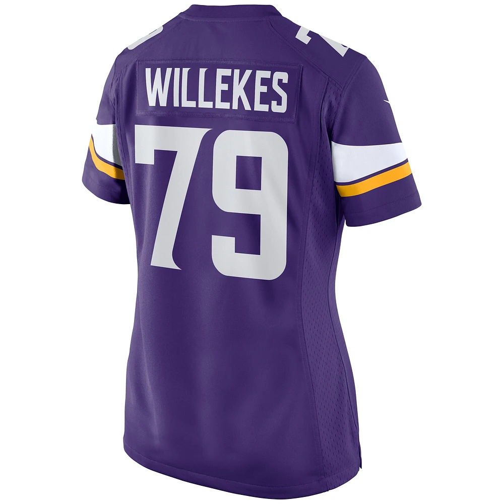 Maillot de match Nike Kenny Willekes violet pour femme des Vikings du Minnesota