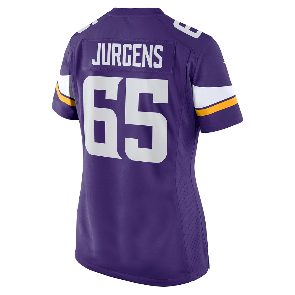 Maillot de match Nike Michael Jurgens violet des Vikings du Minnesota pour femme