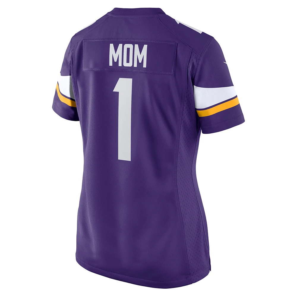 Maillot de match Nike numéro 1 maman violet des Vikings du Minnesota pour femme