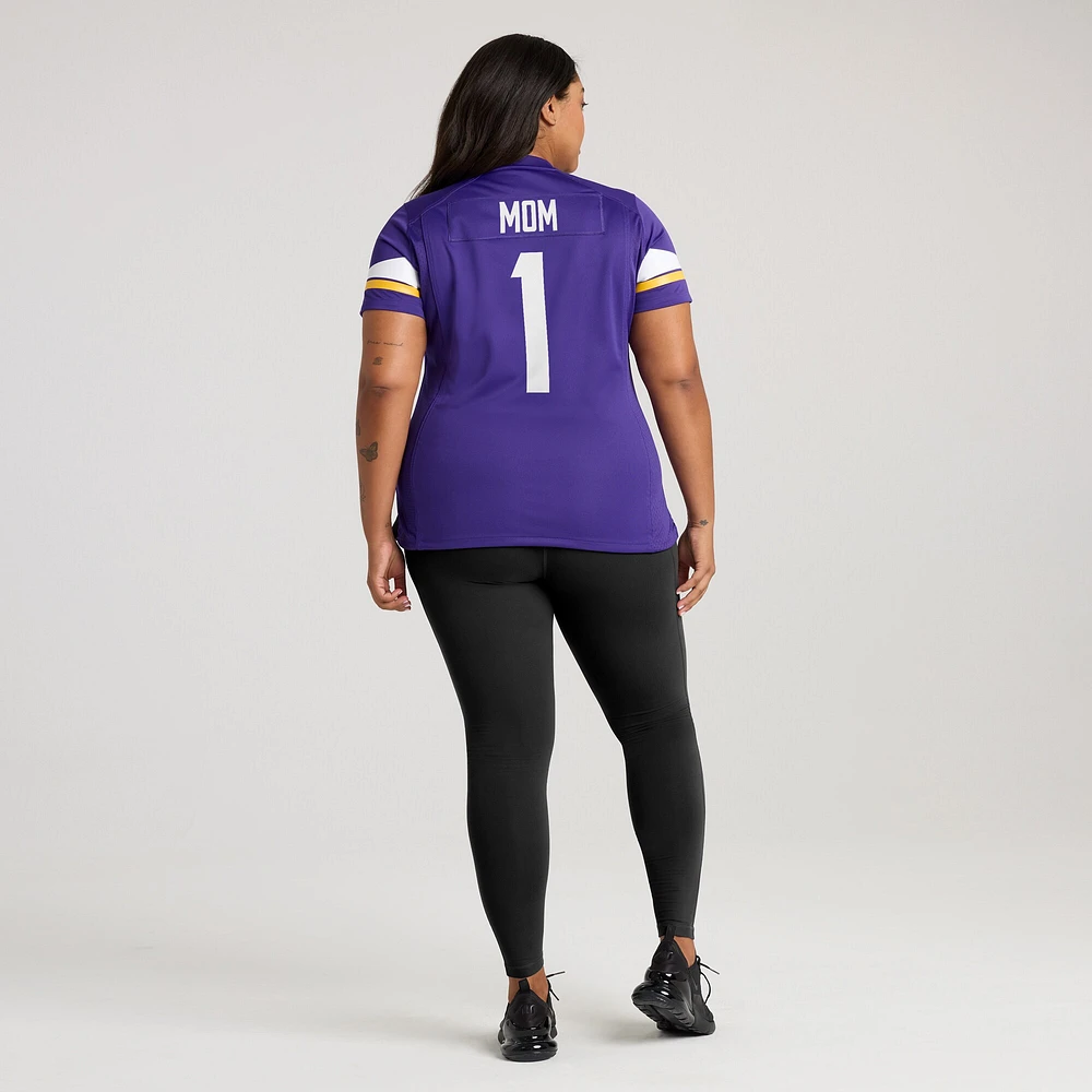 Maillot de match Nike numéro 1 maman violet des Vikings du Minnesota pour femme