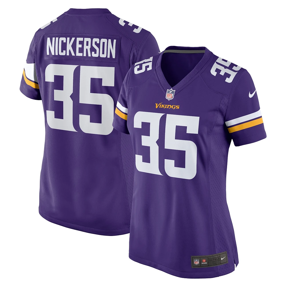 Maillot de joueur Nike Parry Nickerson pour femme Minnesota Vikings Domicile pourpre