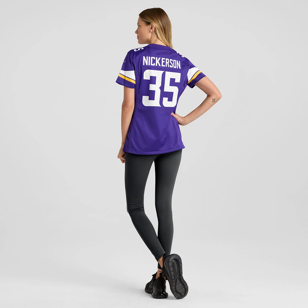 Maillot de joueur Nike Parry Nickerson pour femme Minnesota Vikings Domicile pourpre