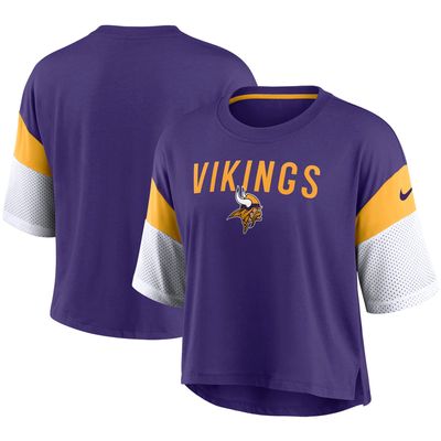 Women's Nike Purple/White Minnesota Vikings Nickname Tri-Blend Performance Crop Top