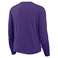 Women's Nike Purple Minnesota Vikings Large Shoulder Logo Cropped Long Sleeve Fashion T-Shirt