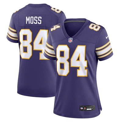 Maillot de jeu joueur à la retraite classique Nike Randy Moss Minnesota Vikings pour femme pourpre