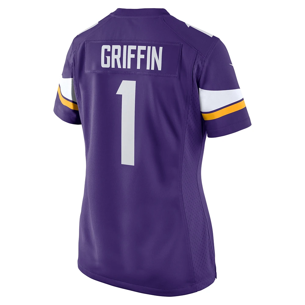 Maillot de match l'équipe Nike Shaquill Griffin violet des Vikings du Minnesota pour femme