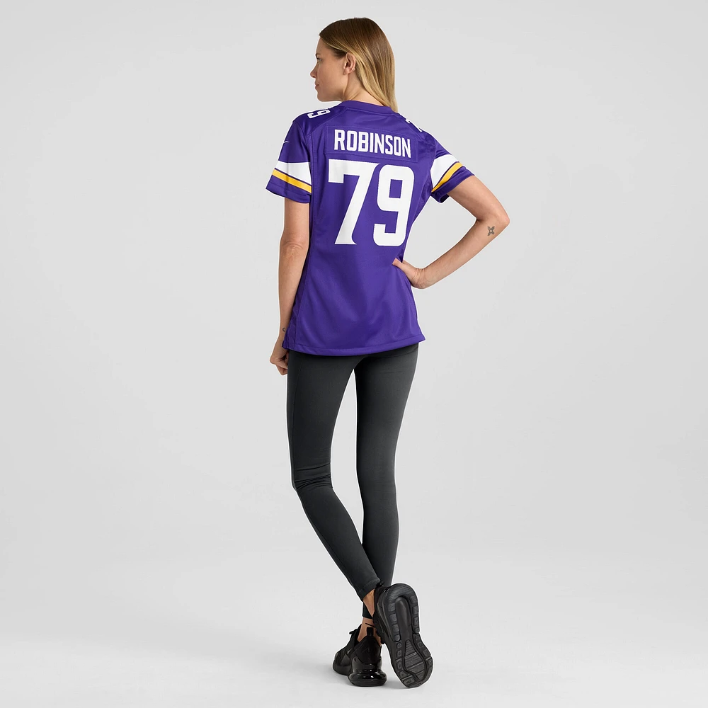 Maillot de match l'équipe Nike Tyrese Robinson violet des Vikings du Minnesota pour femme