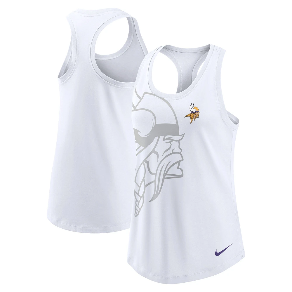 Women's Nike White Minnesota Vikings Tri-Blend Racerback Scoop Neck Tank Top