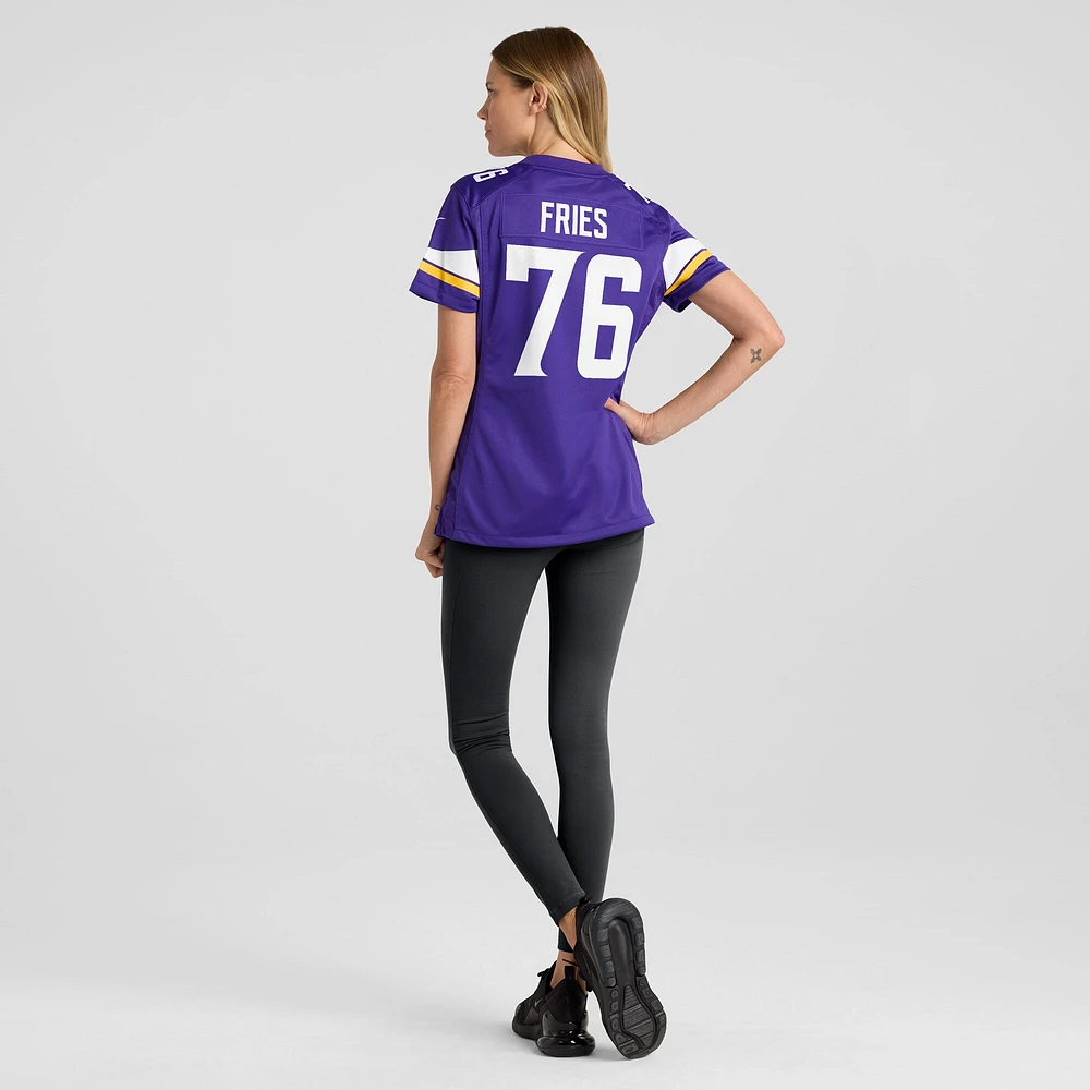 Women's Nike Will Fries  Purple Minnesota Vikings Team Game Jersey