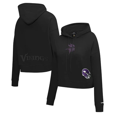 Women's Pro Standard Black Minnesota Vikings Jeweled Cropped Pullover Hoodie