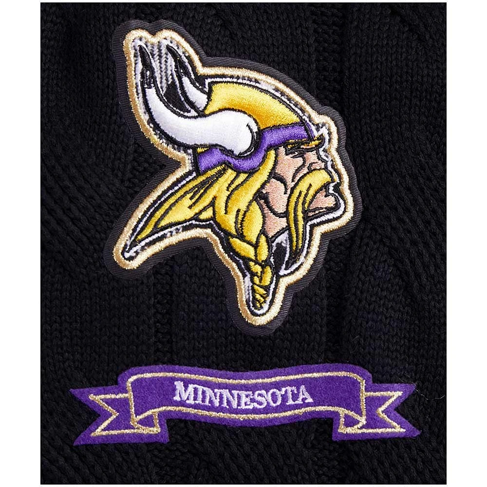 Women's Pro Standard  Black Minnesota Vikings Prep V-Neck Pullover Sweater