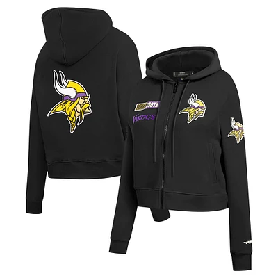 Women's Pro Standard Black Minnesota Vikings Split Logo Full-Zip Hoodie