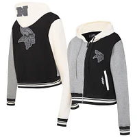 Sweat à capuche zippé en French Terry Reverse Colorblock pour femme Pro Standard Gris Minnesota Vikings