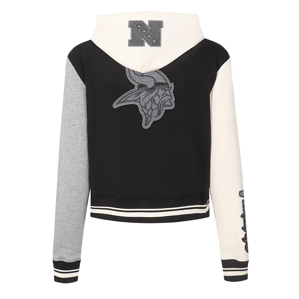 Sweat à capuche zippé en French Terry Reverse Colorblock pour femme Pro Standard Gris Minnesota Vikings
