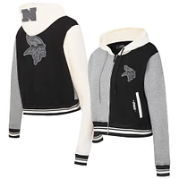 Sweat à capuche zippé en French Terry Reverse Colorblock pour femme Pro Standard Gris Minnesota Vikings