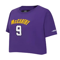 T-shirt court violet Pro Standard J.J. McCarthy pour femme avec nom et numéro de joueur des Vikings du Minnesota