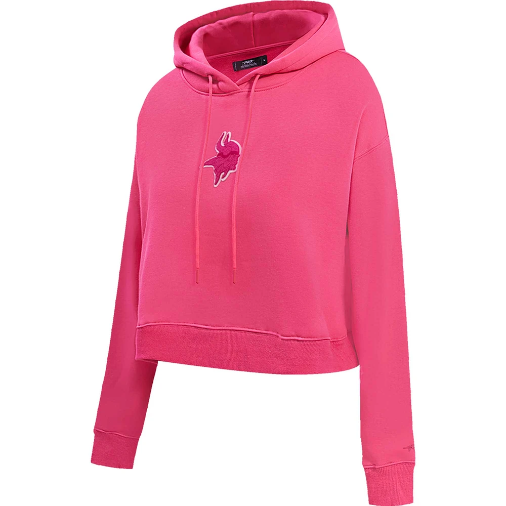 Women's Pro Standard Minnesota Vikings Triple Pink Cropped Pullover Hoodie