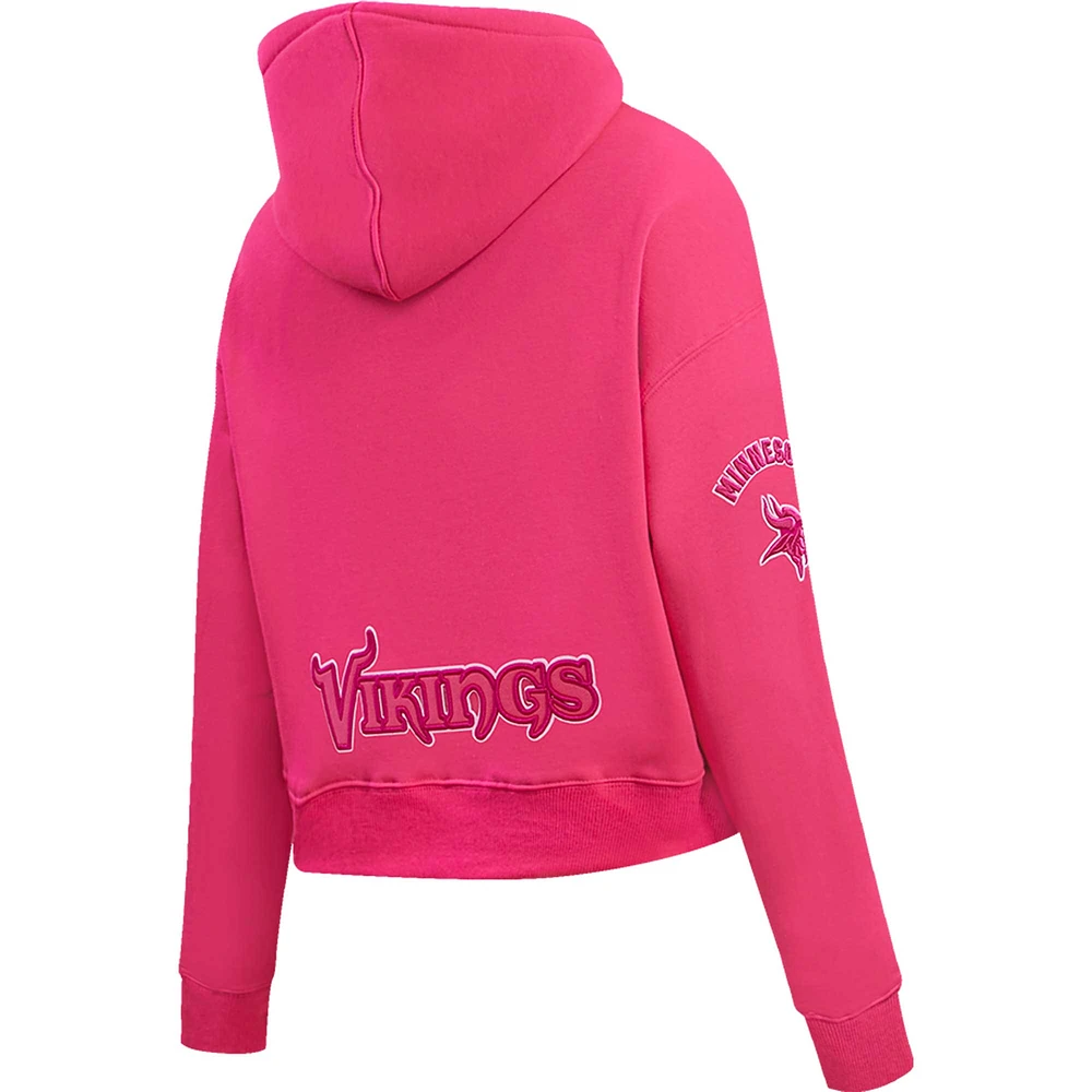 Women's Pro Standard Minnesota Vikings Triple Pink Cropped Pullover Hoodie