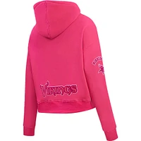 Women's Pro Standard Minnesota Vikings Triple Pink Cropped Pullover Hoodie