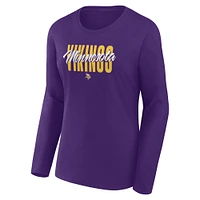 T-shirt violet à manches longues pour femme Minnesota Vikings Grip