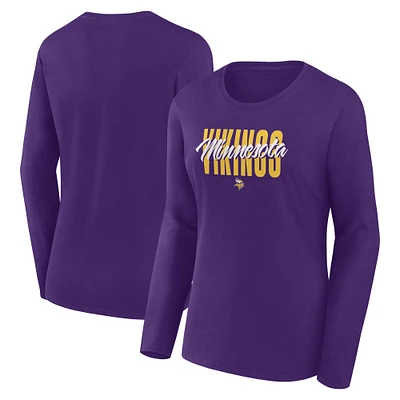 T-shirt violet à manches longues pour femme Minnesota Vikings Grip