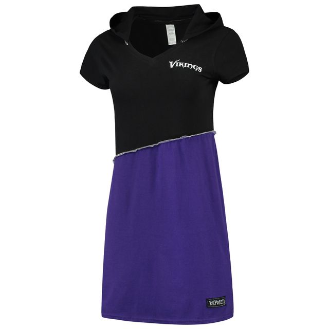 Refried Apparel pour femme Noir/violet Minnesota Vikings Mini-robe à capuche durable