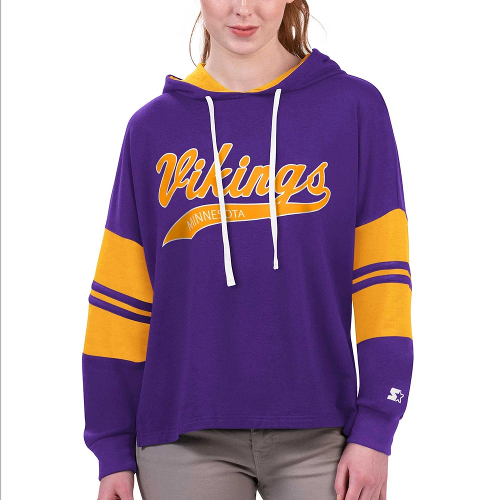 T-shirt à capuche manches longues Starter Vikings du Minnesota Bump And Run pour femme