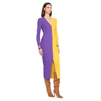 Women's STAUD Purple/Gold Minnesota Vikings Shoko Knit Button-Up Sweater Dress