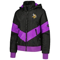 Sweat à capuche fermeture éclair complète pour femme The Wild Collective Minnesota Vikings Puffer noir