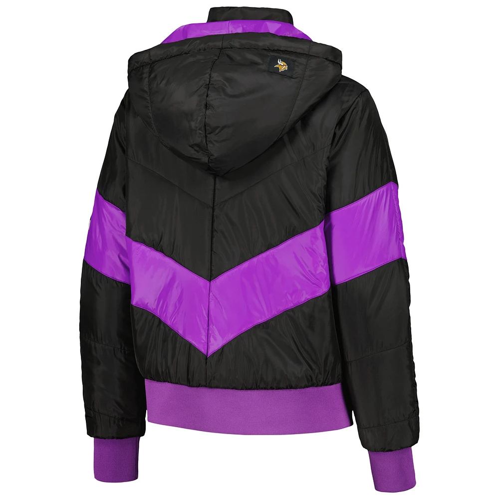 Women's The Wild Collective  Black Minnesota Vikings Puffer Full-Zip Hoodie