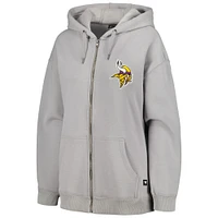 Sweat à capuche entièrement zippé en trois mélanges doublé de fausse fourrure pour femmes The Wild Collective Minnesota Vikings gris