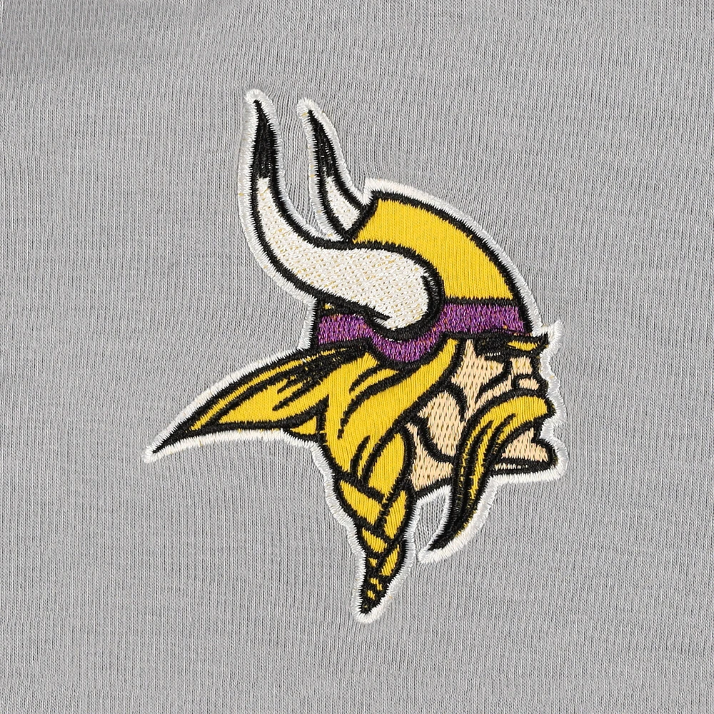 Women's The Wild Collective  Gray Minnesota Vikings Faux Fur Lined Tri-Blend Full-Zip Hoodie