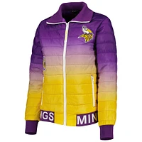 Women's The Wild Collective Purple/Gold Minnesota Vikings Color Block Full-Zip Puffer Jacket